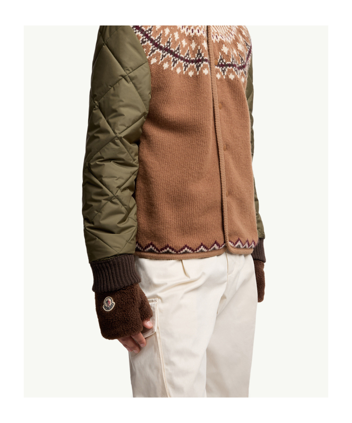 Moncler Teddy Fingerless Gloves In Brown