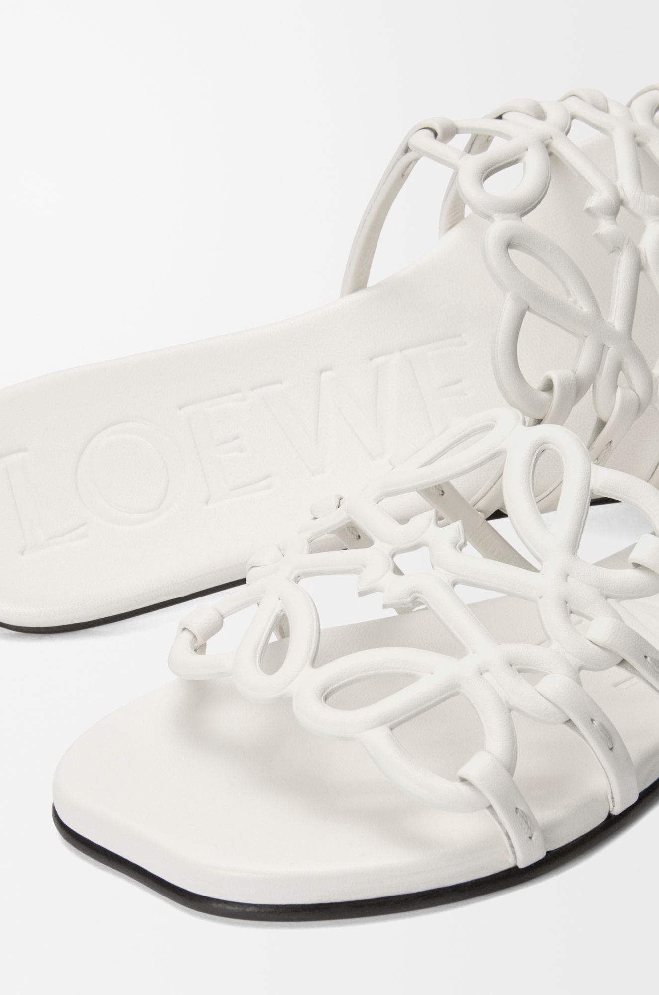 Loewe Petal Anagram Slide In Soft Calfskin In White