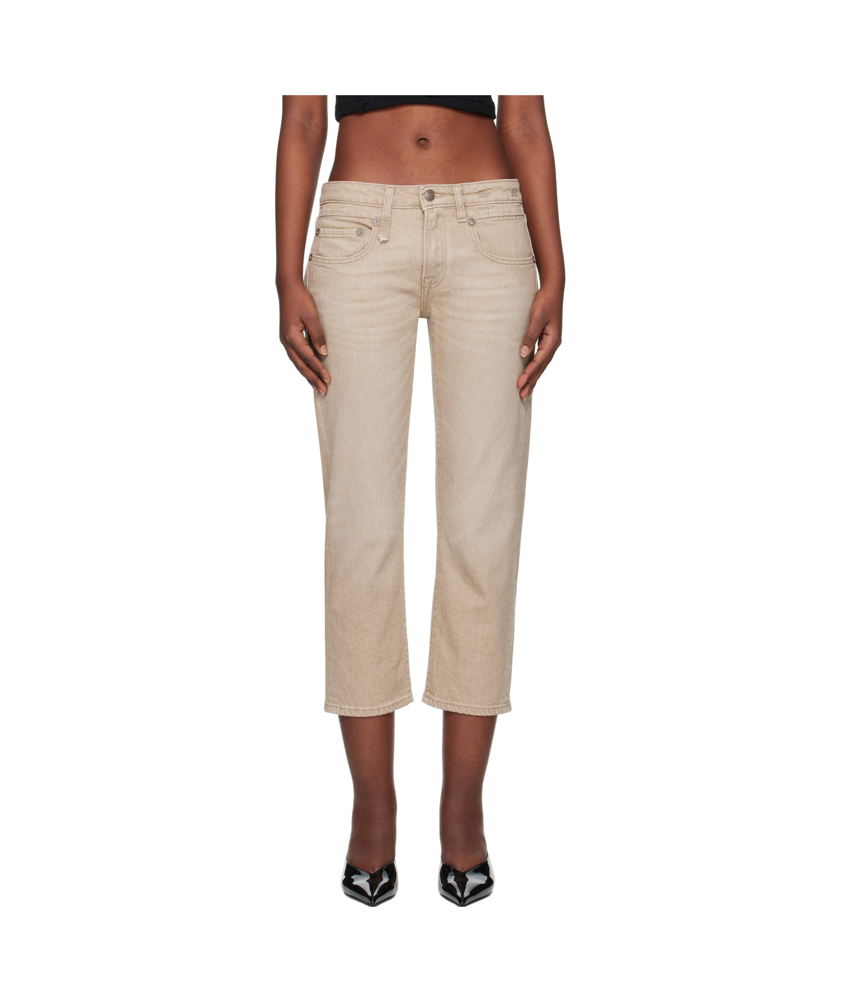R13 Straight Jeans In Beige