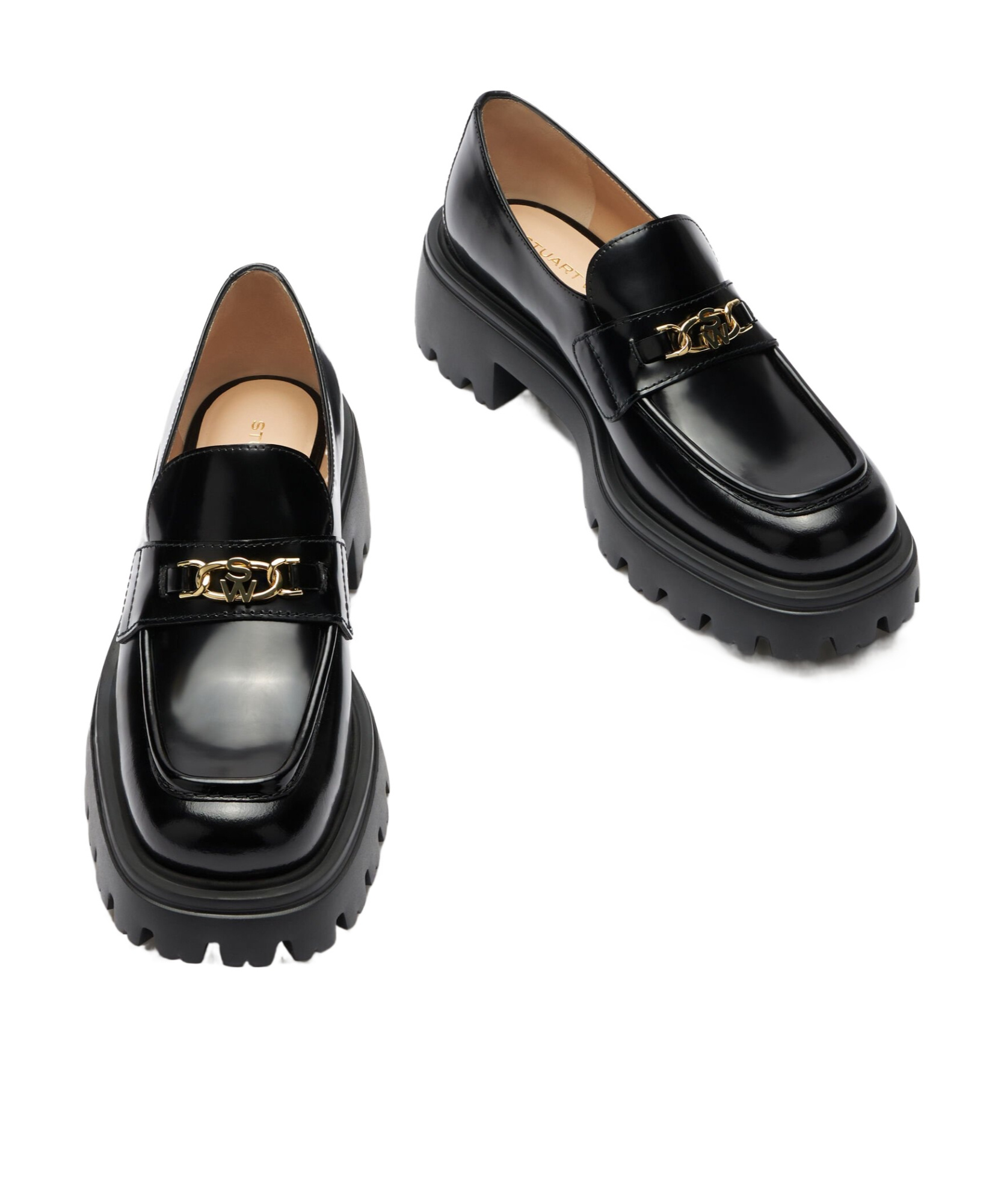 Stuart Weitzman Square Head Loafer Shoes In Black