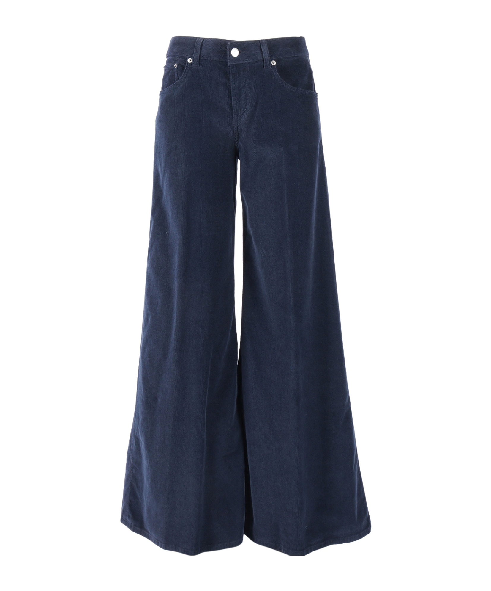 Dondup Wide-leg Navy High-waist Pants In Blue