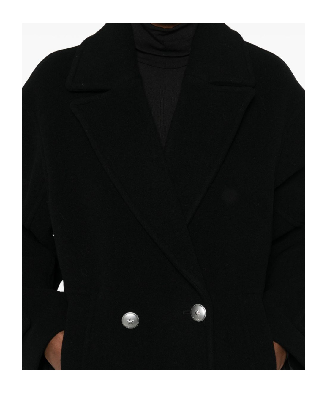 Pinko Double-breasted Coat In Black