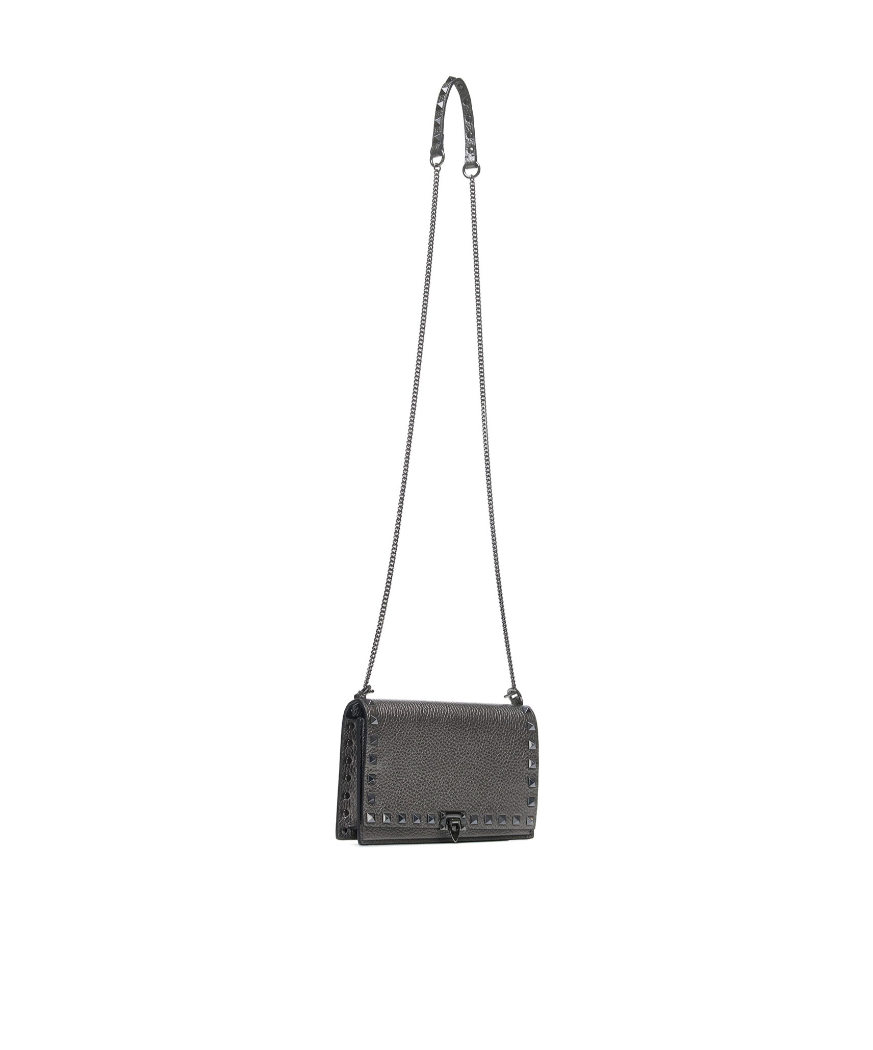 Shop Valentino Rockstud Crossbody Bag In Gray