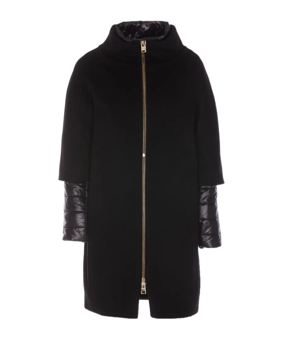 Herno Wool Outerwear Coat With Minimalist Design In Black