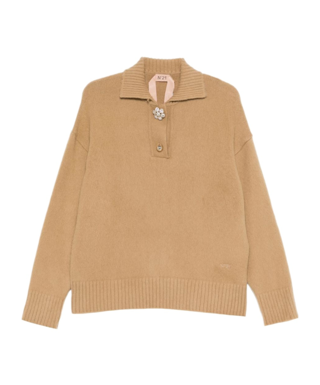 N°21 Brushed-effect Jumper In Brown