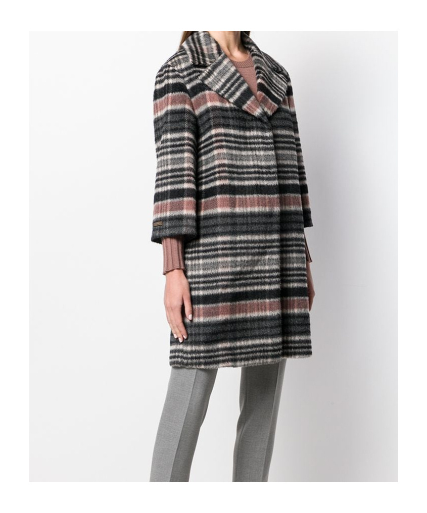 Peserico Geometric Pattern Single-breated Coat In Multi