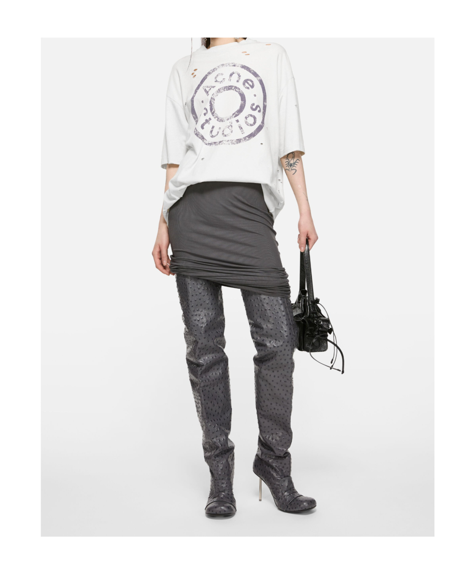 Acne Studios Distressed Logo-printed T-shirt In White