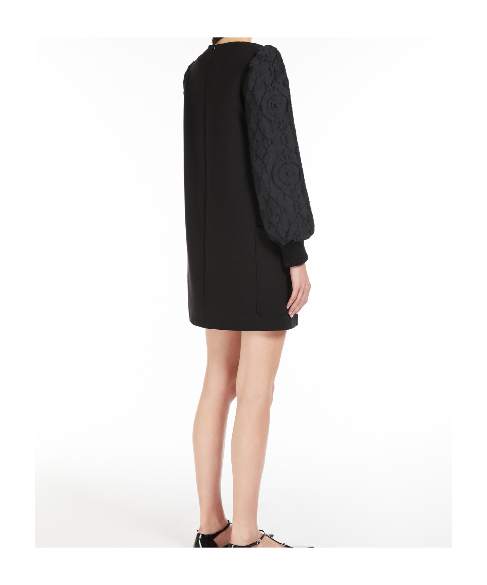 Max Mara Mini-dress In Wool And Jacquard Canvas In Black