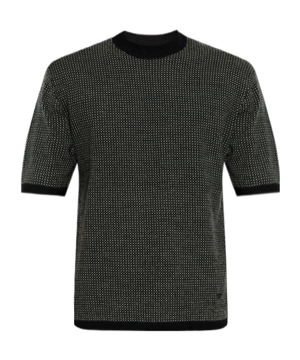 Emporio Armani Virgin-wool Jumper With Two-tone Jacquard Micro Motif In Gray