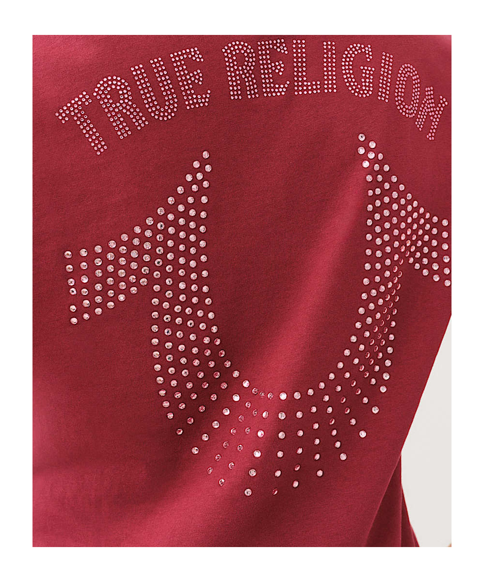 TRUE RELIGION CRYSTAL HORSESHOE V NECK TEE