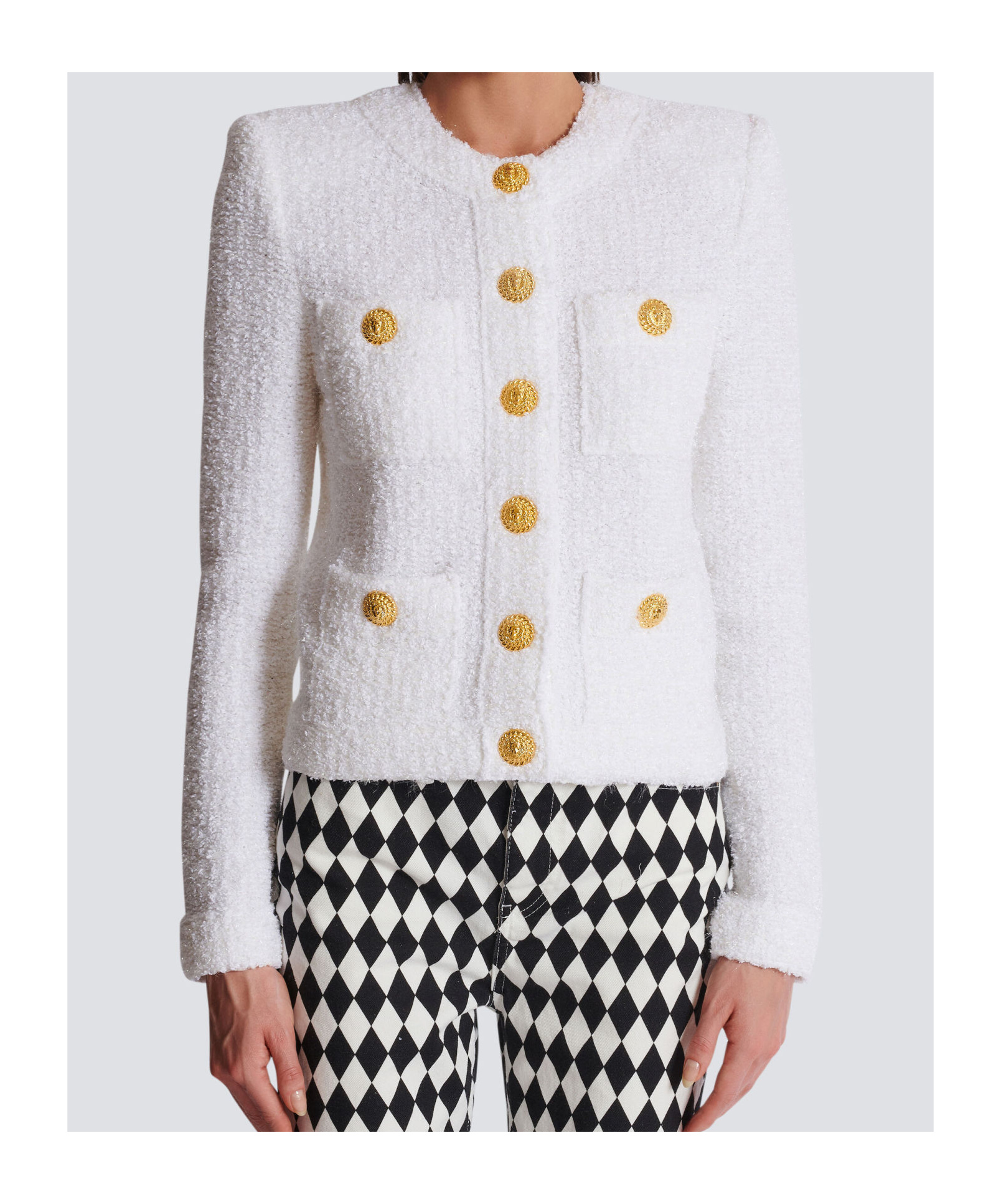 Balmain Tweed Jacket In White