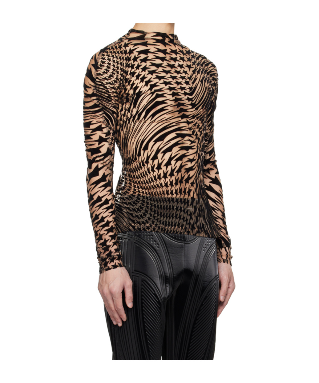 Mugler Star High-neck T-shirt In Animal Print