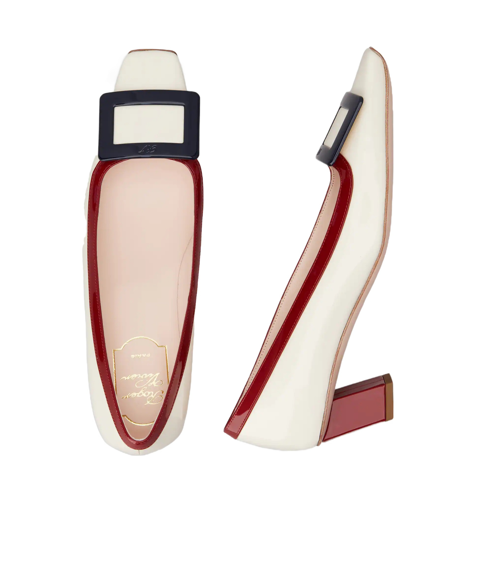 Roger Vivier Belle Vivier Pumps In Patent Leather In Gray White, Red