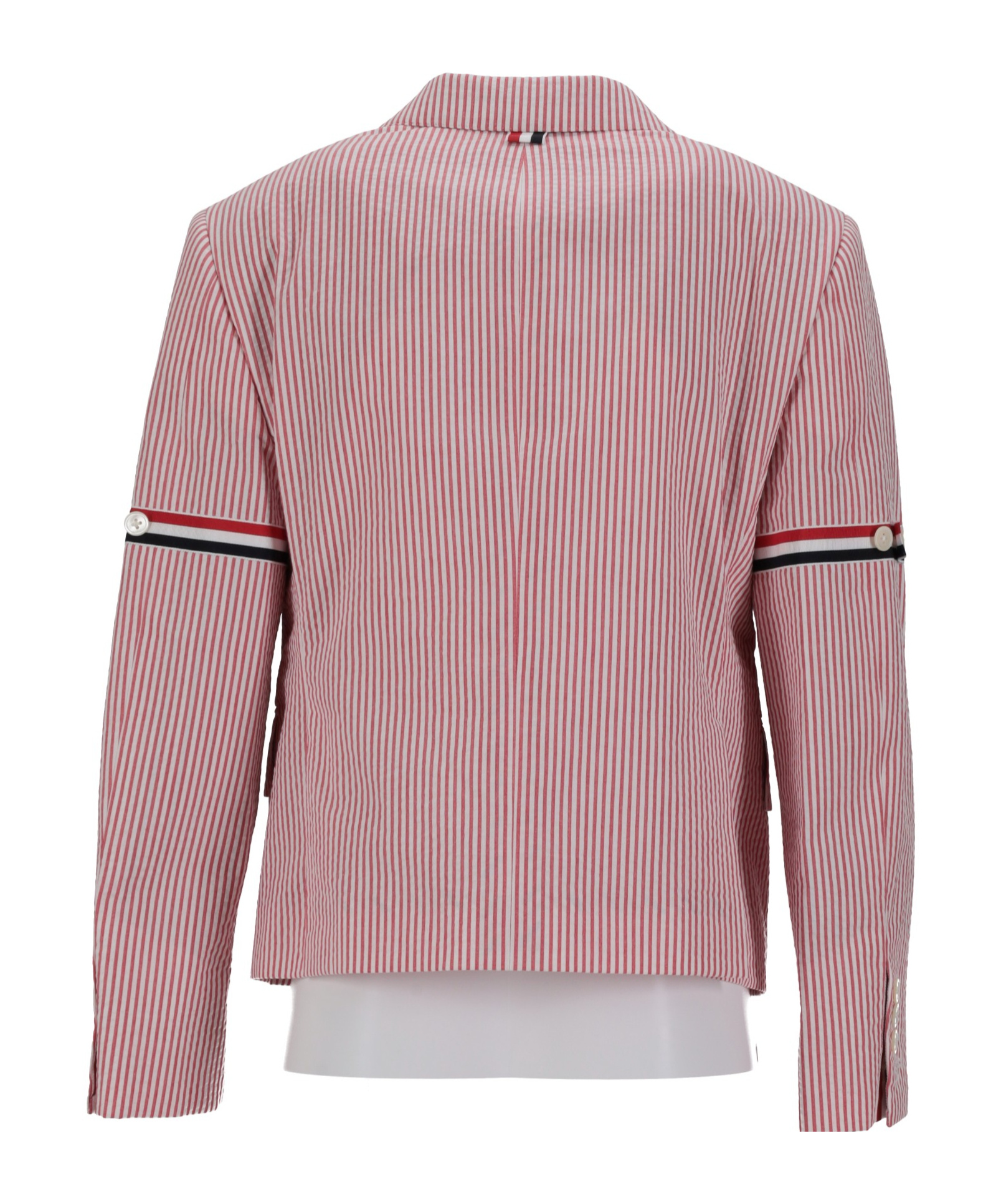 Thom Browne Seersucker Sportcoat Striped Sleeves In Red