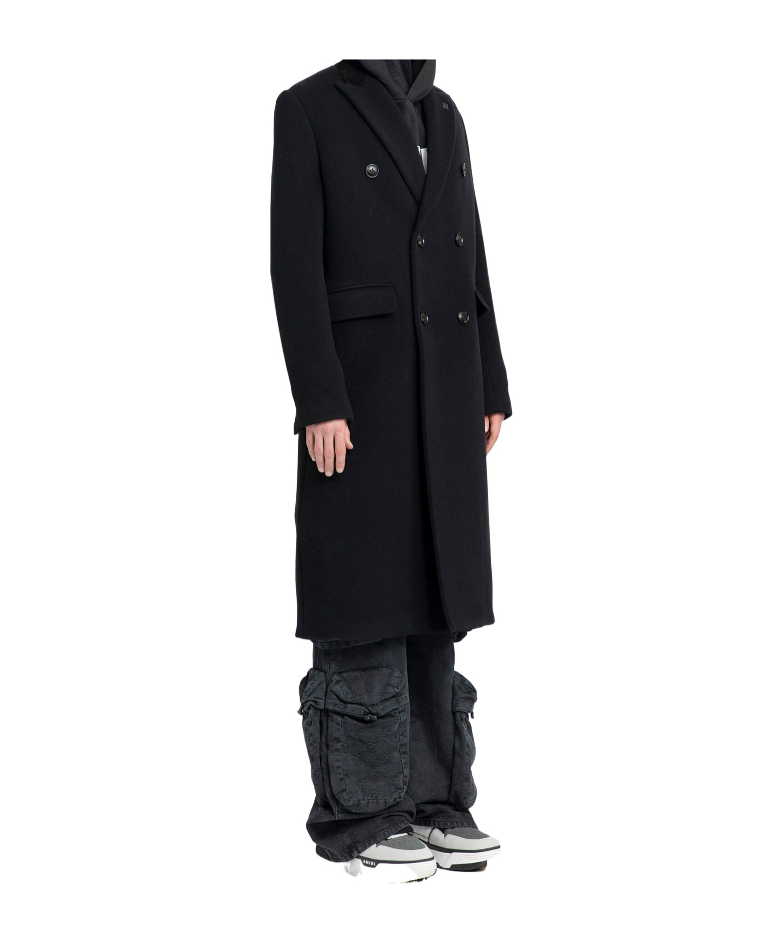 Amiri Double-breasted Long Coat In Black
