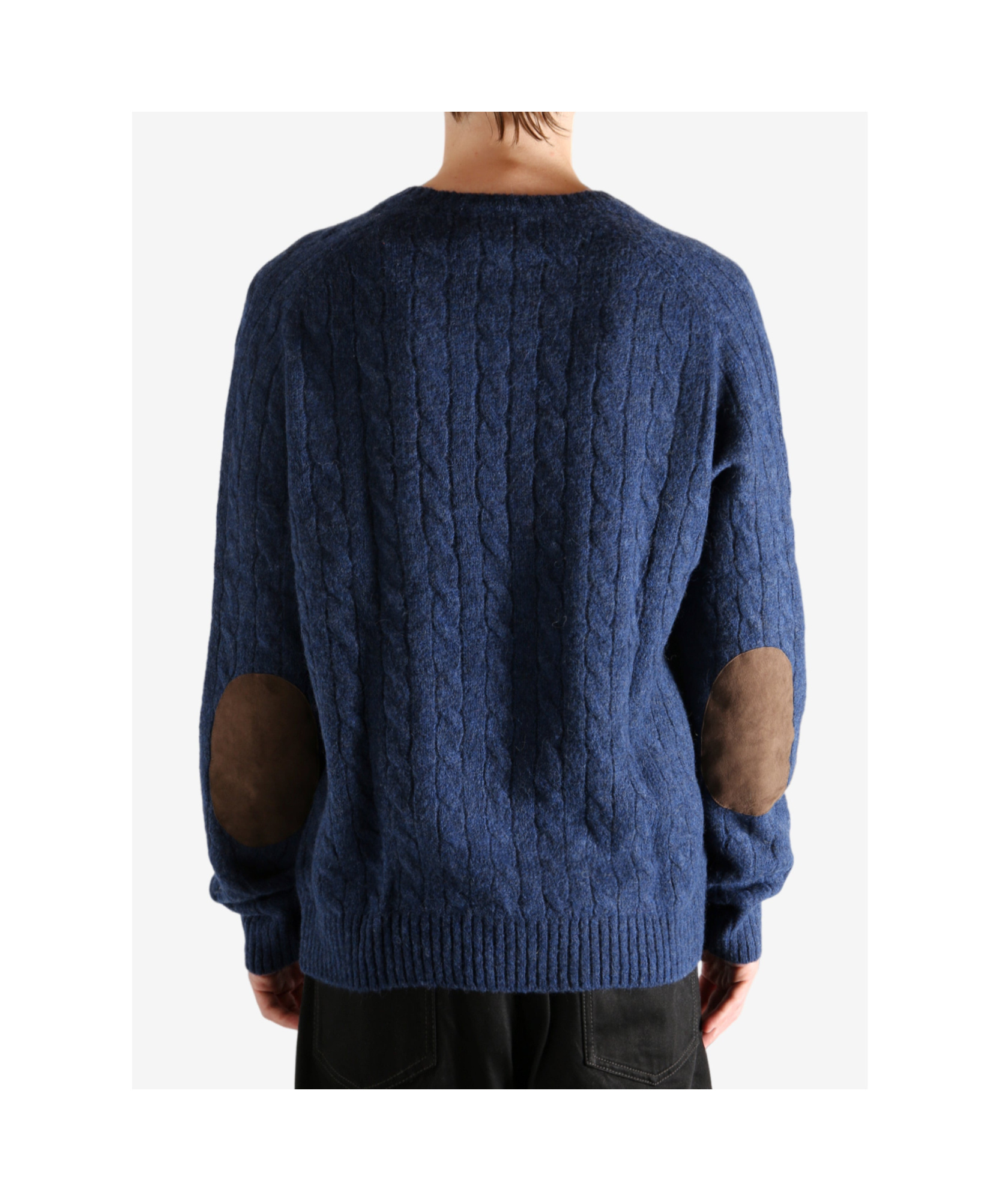 Polo Ralph Lauren Original Label Long Sleeve Saddle Crewneck Sweater In Blue
