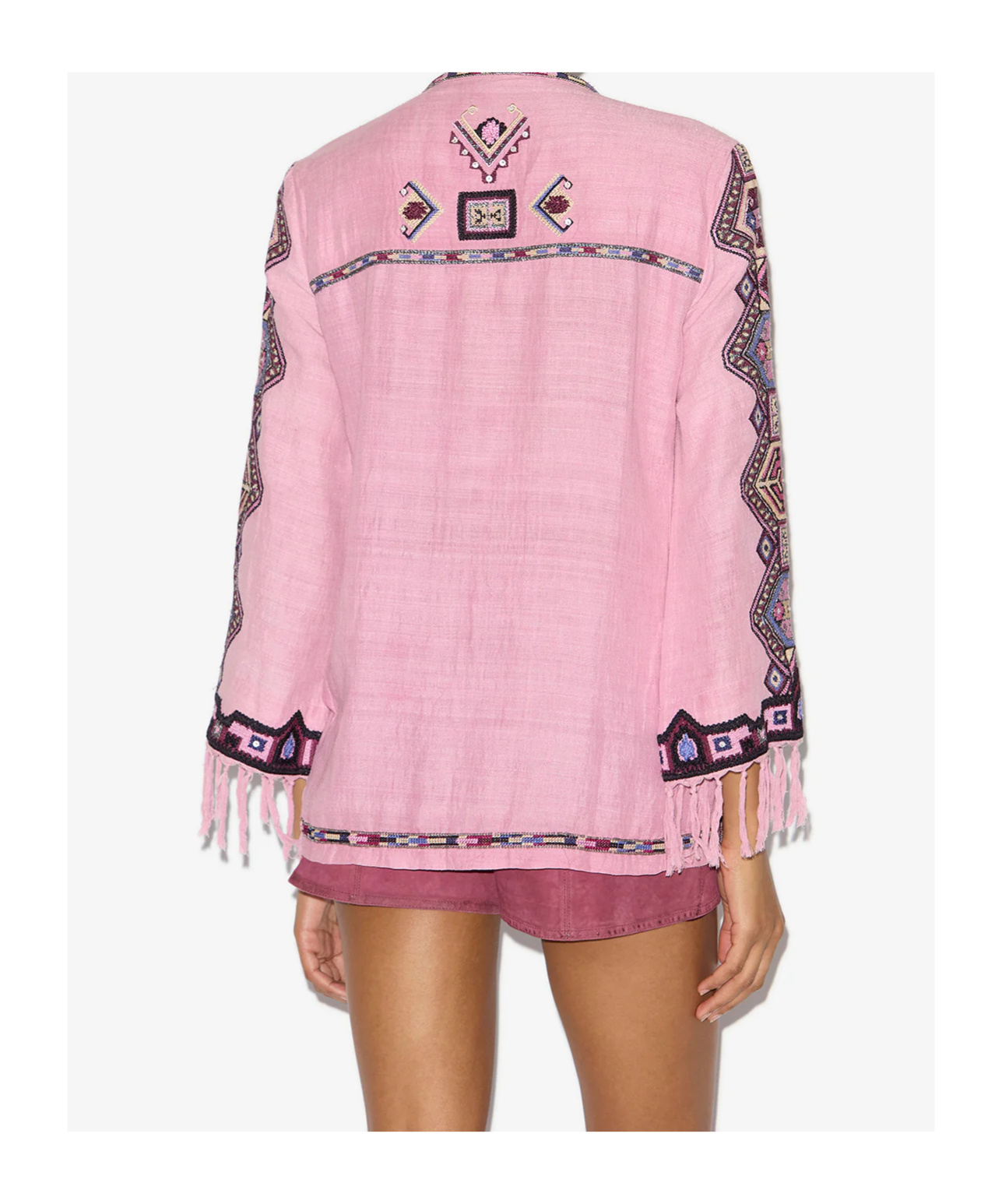 Isabel Marant Zelda Embroidered Matka Silk Top In Pink