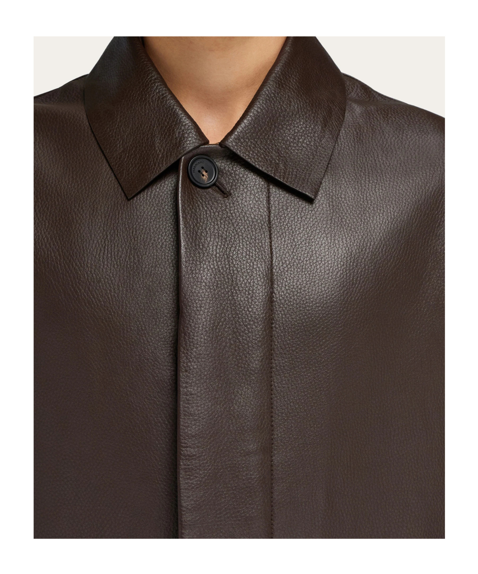 Ferragamo Long Leather Trench Coat With Belted Waist In Brown