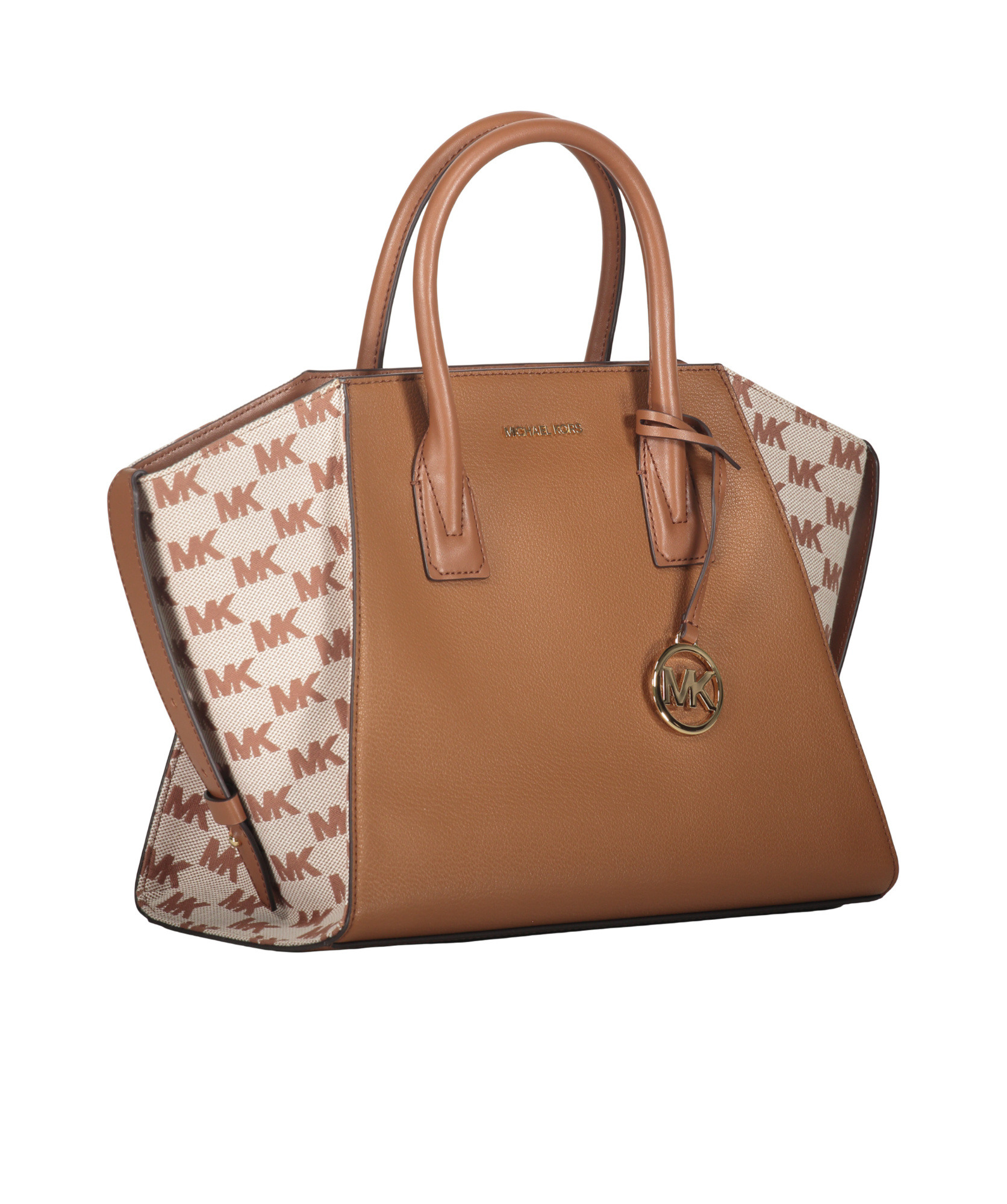Michael Kors Avril Leather Logo-plaque Tote Bag In Brown