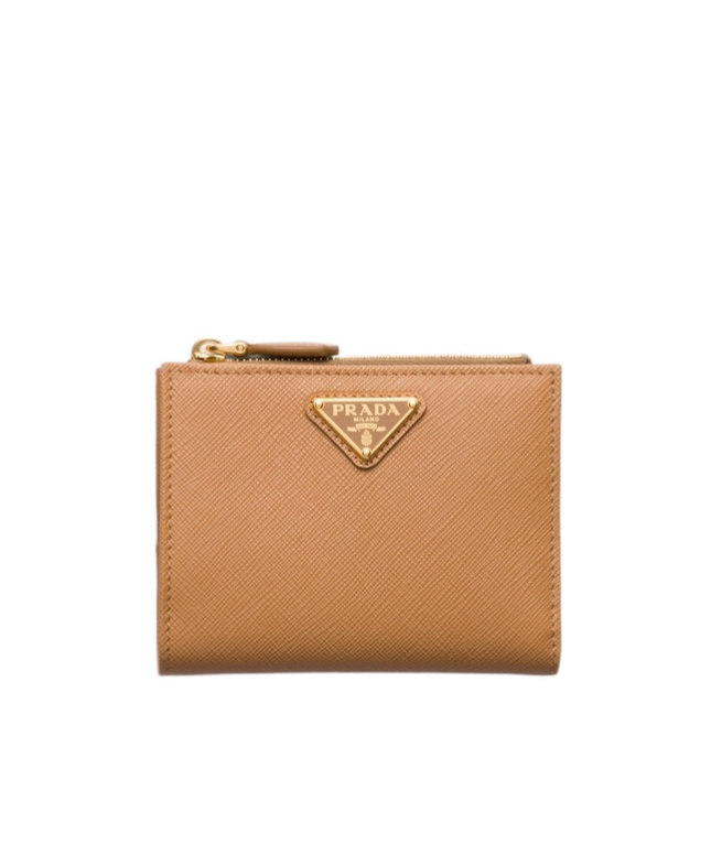 Prada Small Saffiano Leather Wallet In Nude