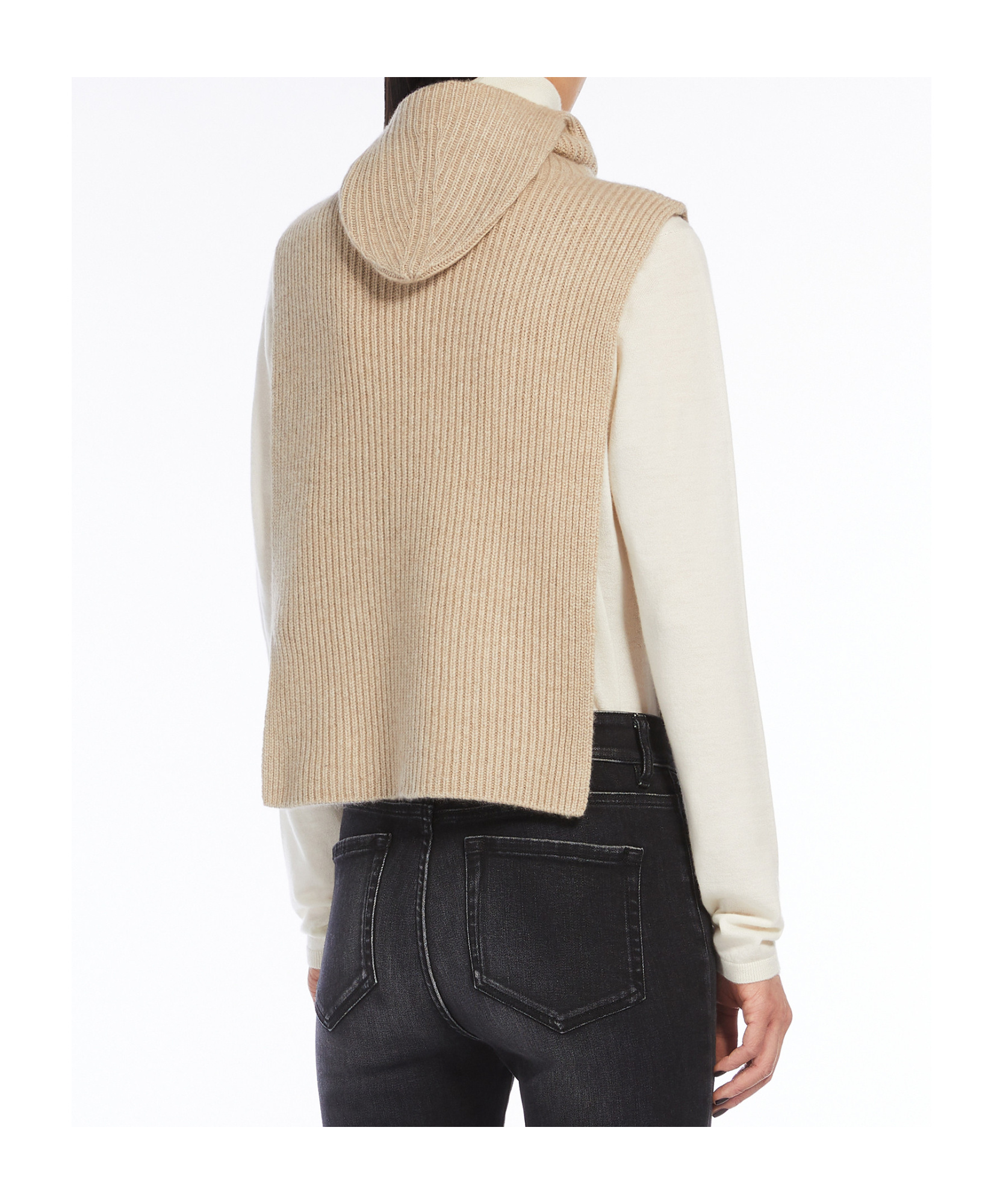 Max Mara Rib Cashmere Cloak In Nude