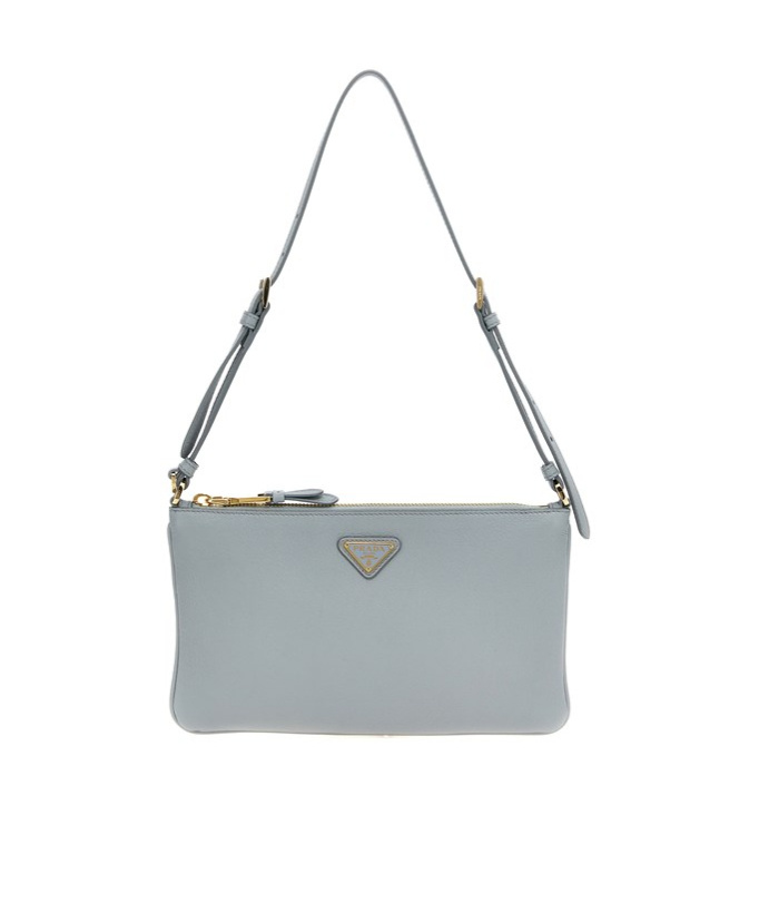 Prada Zippered Shoulder Bag In Gray
