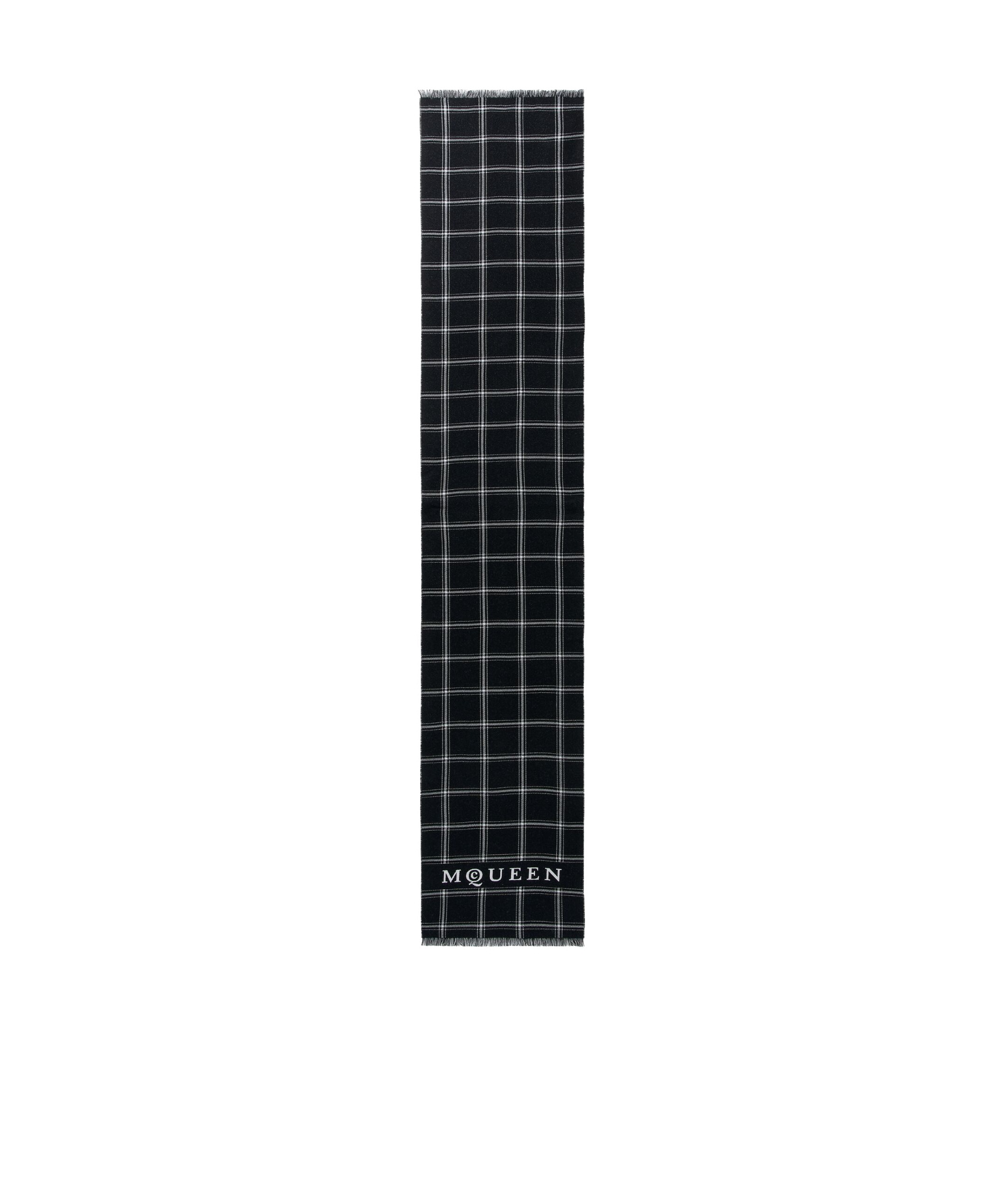Alexander Mcqueen Logo Checked Scarf In Black