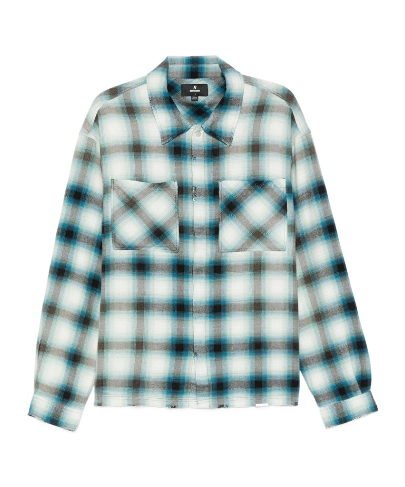 Represent Sun Bleached Cotton Flannel Button-up Shirt In Blue