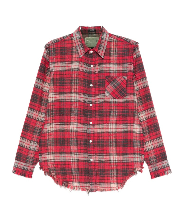 R13 Frayed Check-pattern Shirt In Red