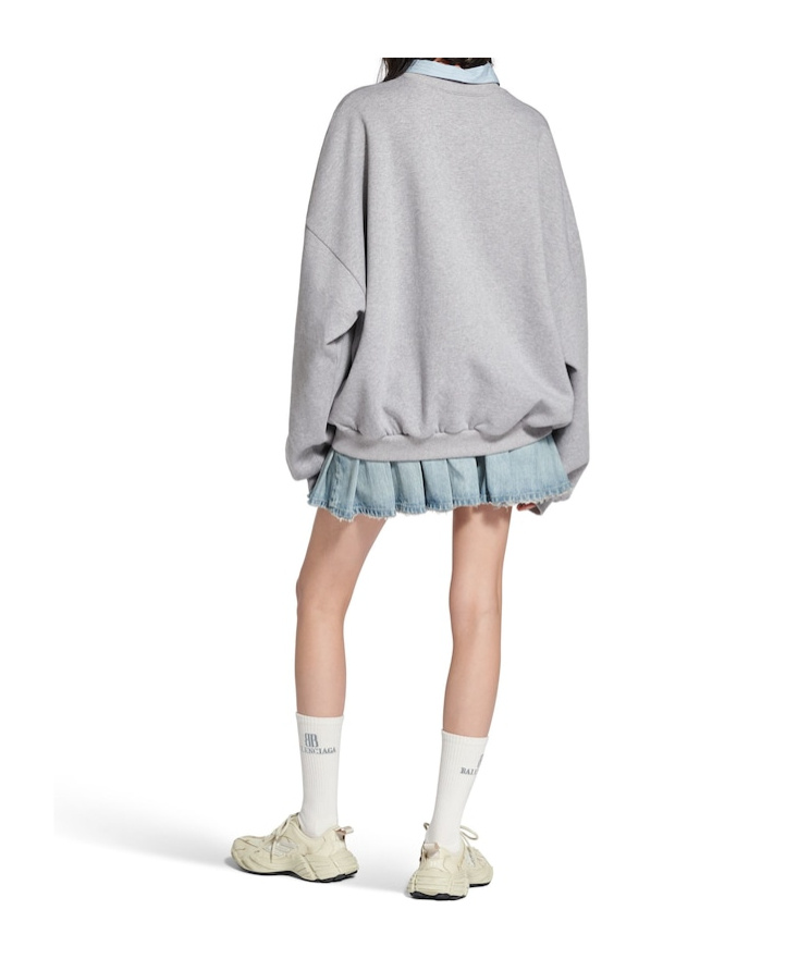 Balenciaga Knitwear Crewneck Embroidered On The Front In Gray