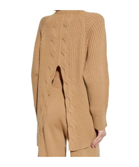 Max Mara Cable-knit High-neck Jumper In Brown