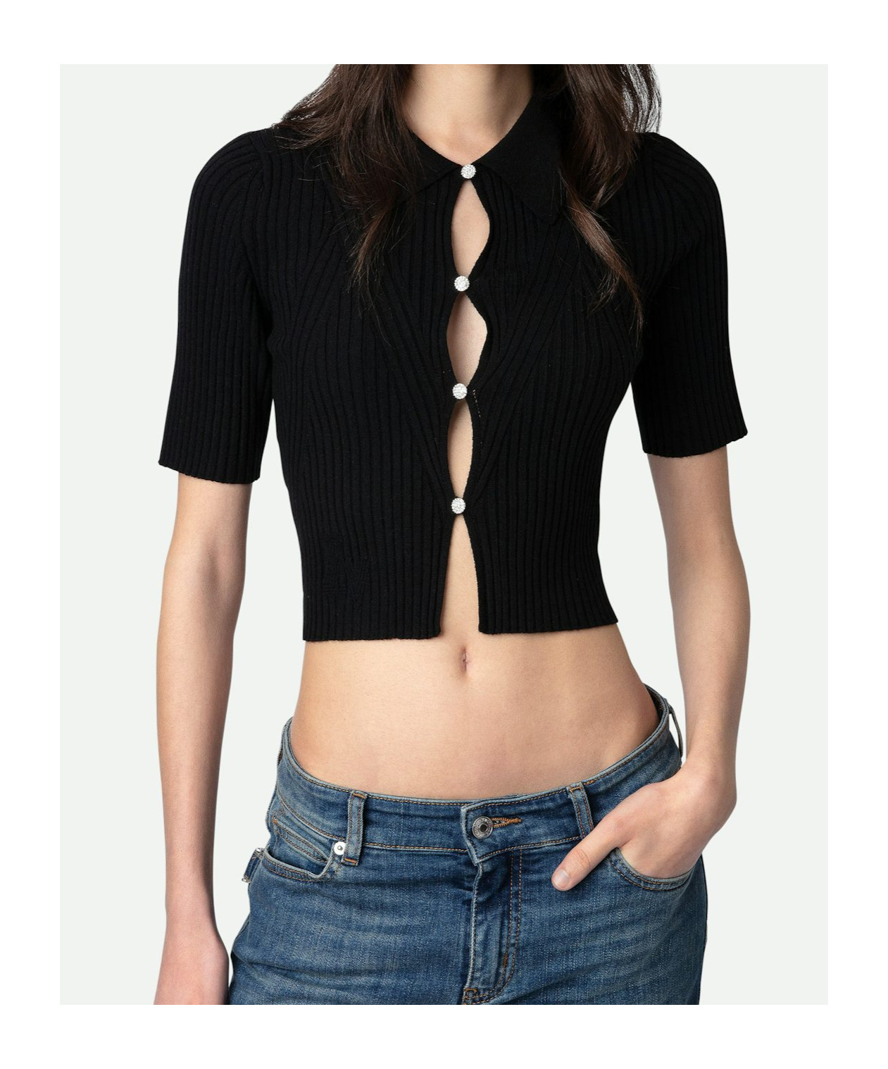 Zadig & Voltaire Lyam Short-sleeve Ribbed Cardigan In Black