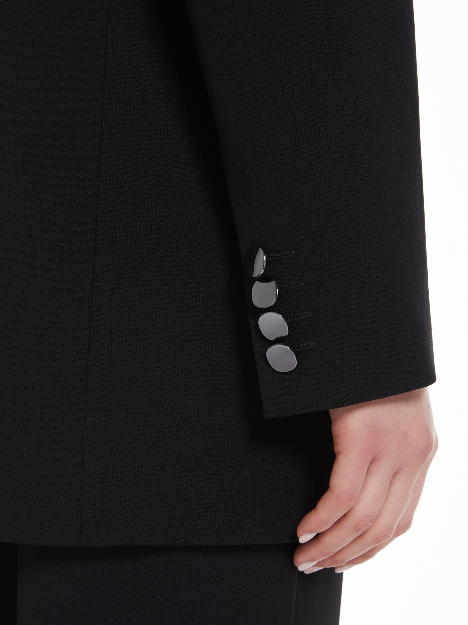 Max Mara Crepe Wool Suit Coat In Black