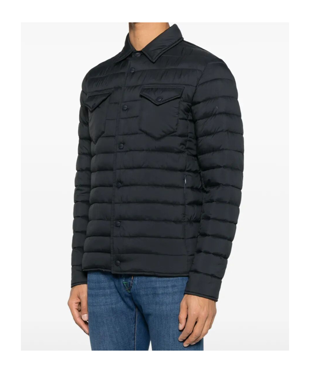 Herno Quilted Blue Coat With Button-up Front In Blue