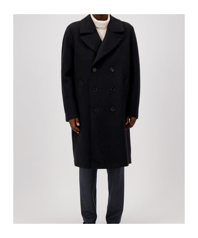 Harris Wharf London Long Peacoat Boiled Wool In Black