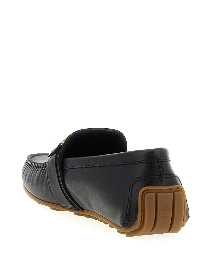 Moschino Round Toe Penny Loafers With Gold-tone Hardware In Black