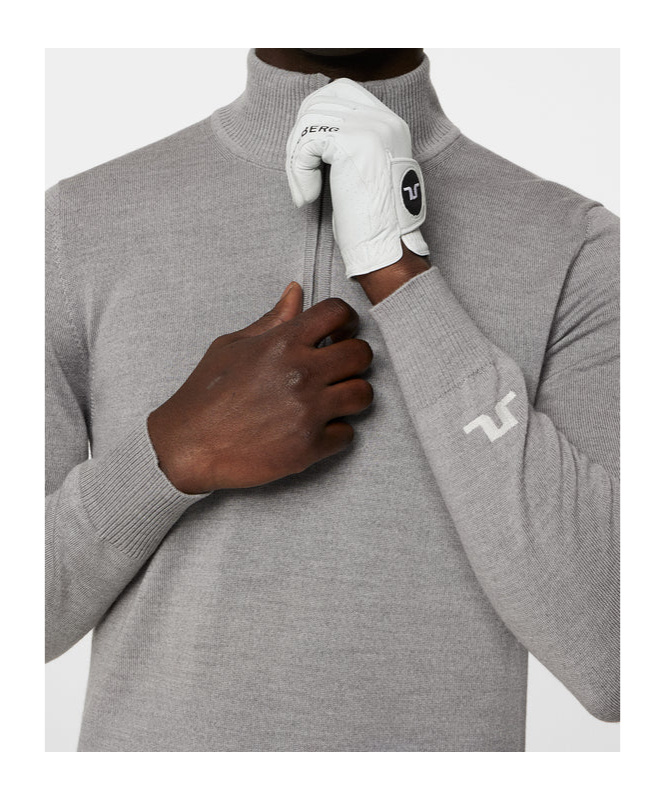 J. Lindeberg Long Sleeve Logo Knit Sweater In Gray