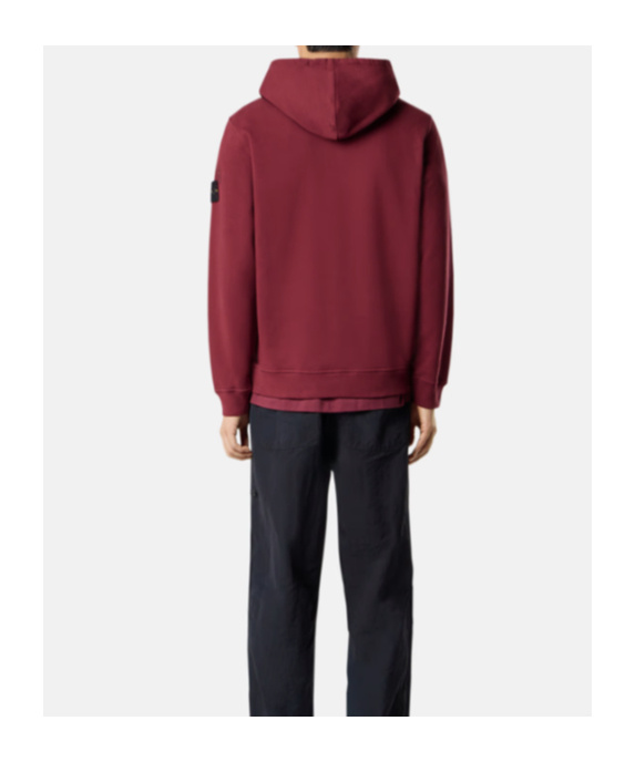 Stone Island Regular-fit Hooded Sweatshirt With Pouch Pocket In Burgundy