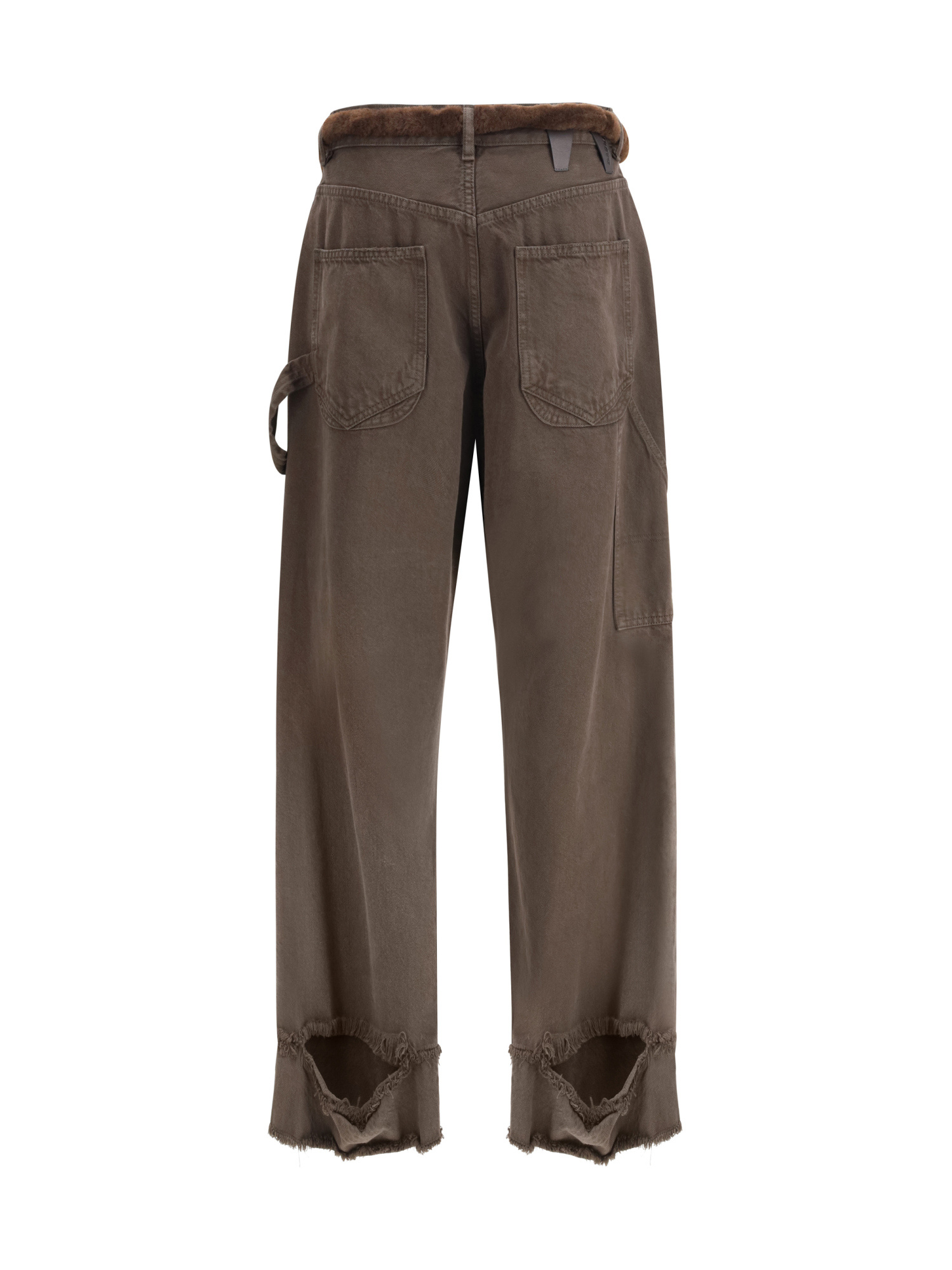 Darkpark Lisa Fur Belt Adorned Loose Fit Carpenter Pants In Multi