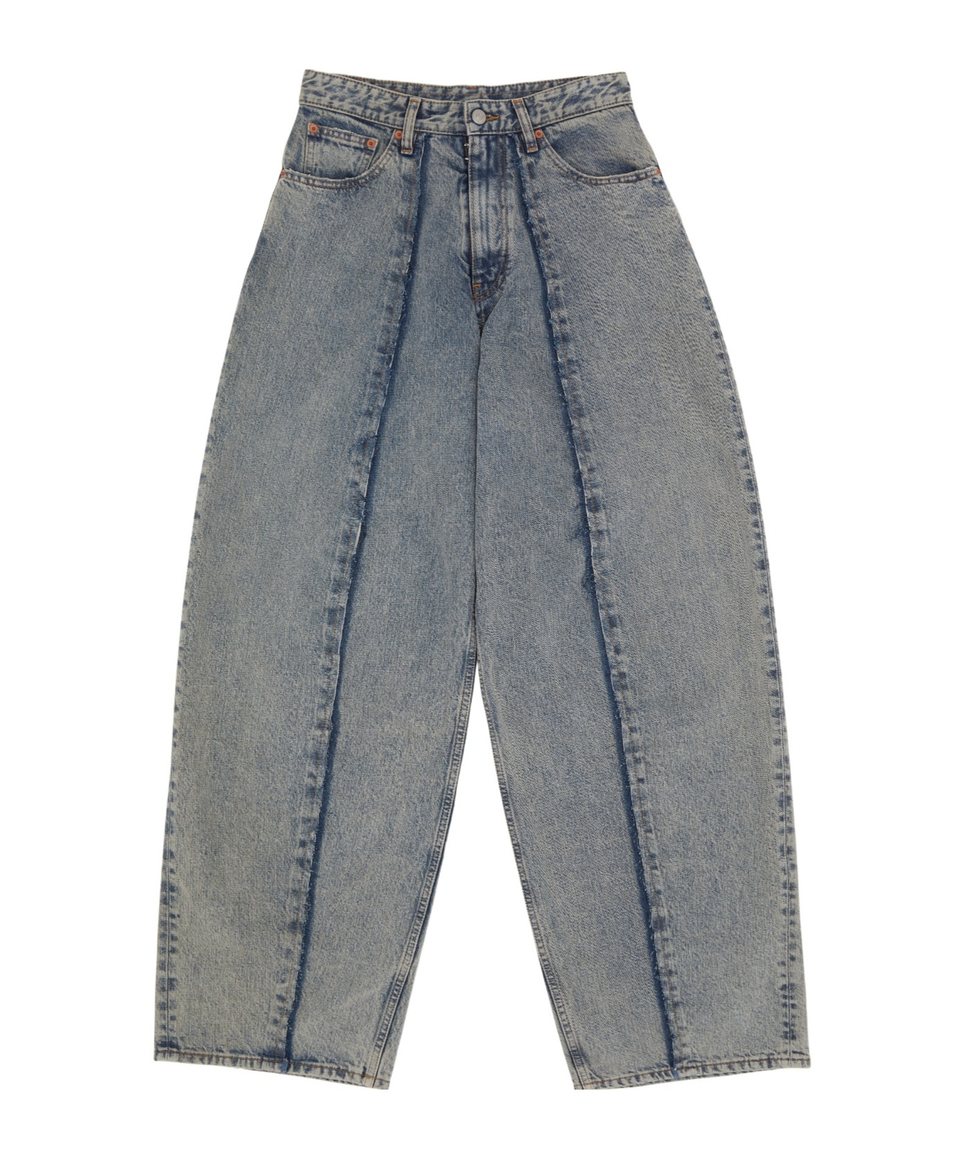Shop Mm6 Maison Margiela 5-pocket Denim Trousers In Gray