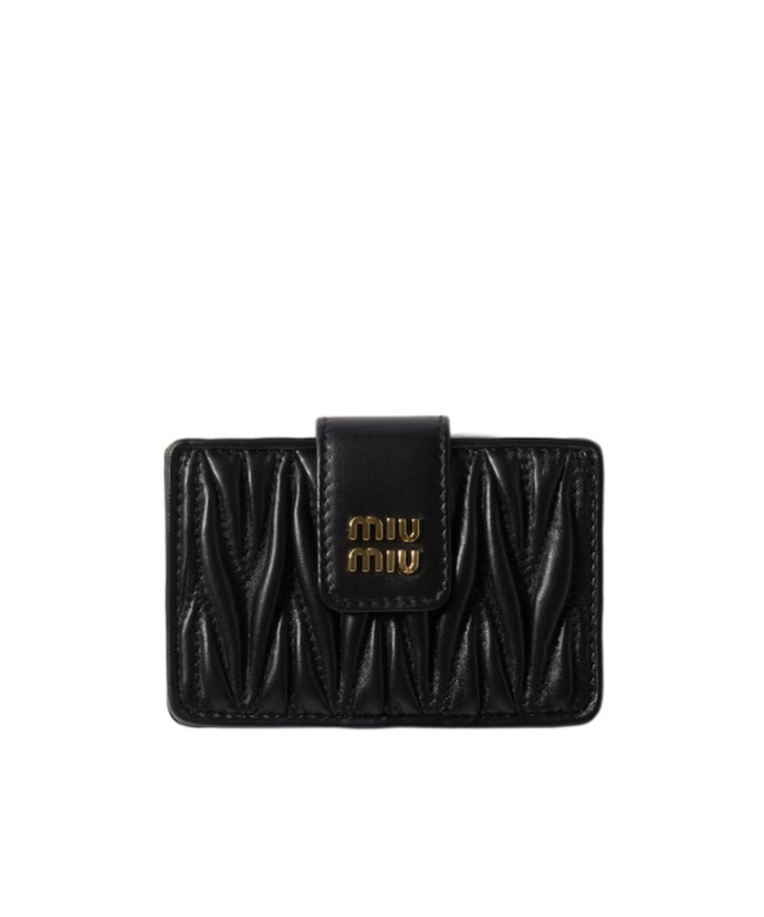 Miu Miu Matelassé Nappa Leather Card Holder In Black