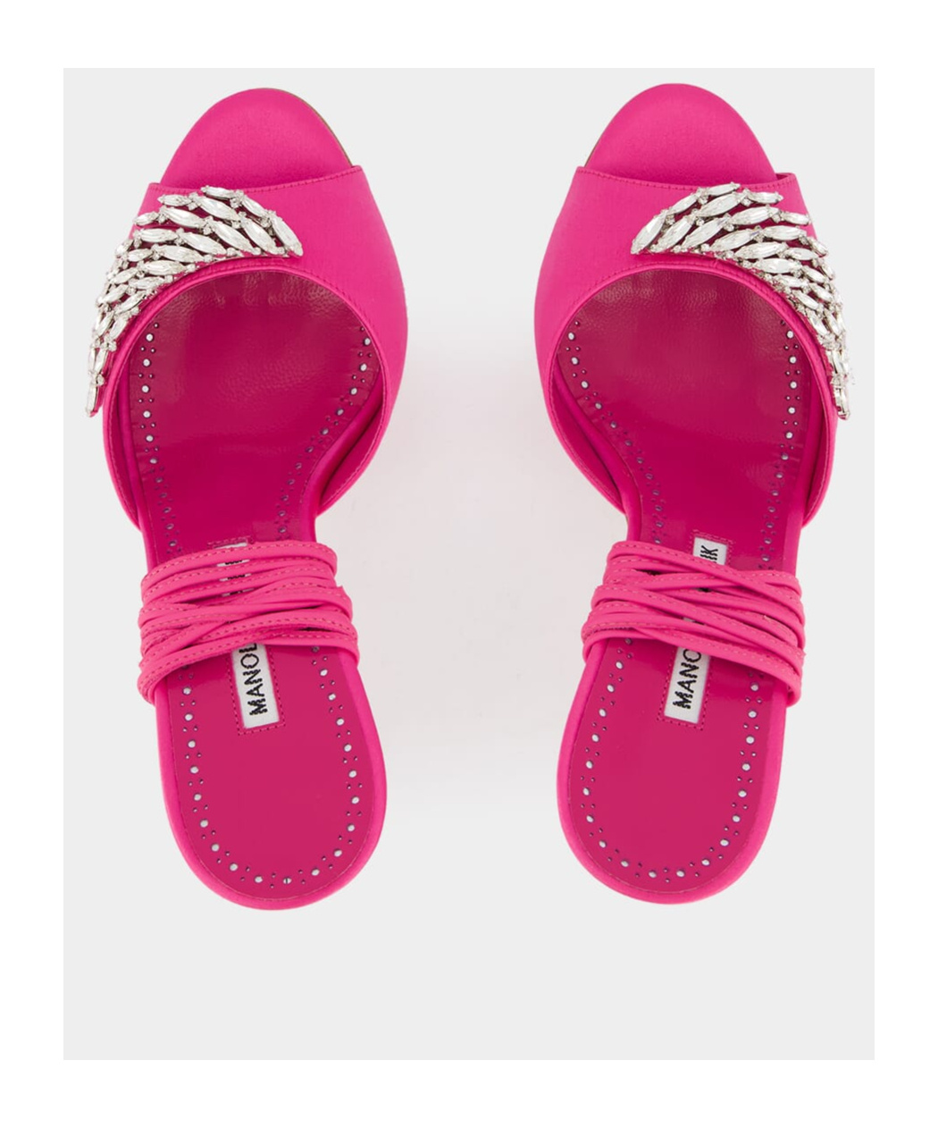Manolo Blahnik Plumena Embellished Satin Sandals In Pink