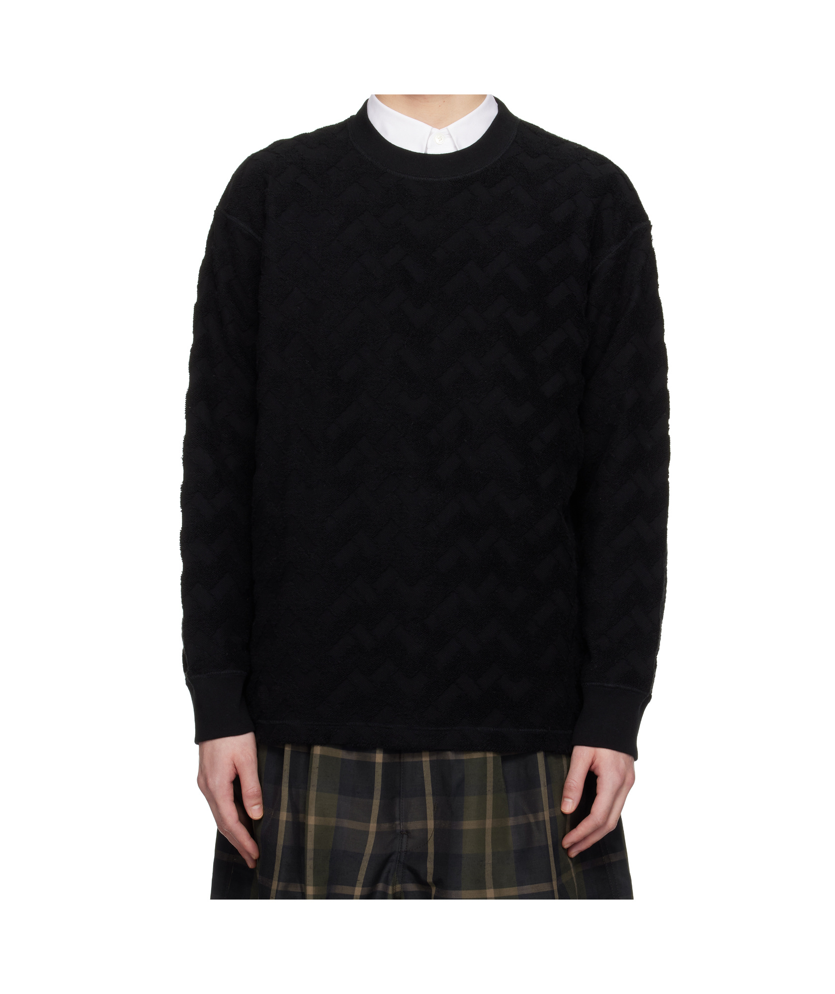 Comme Des Garçons Black Pilled Jacquard Check Pattern Sweatshirt