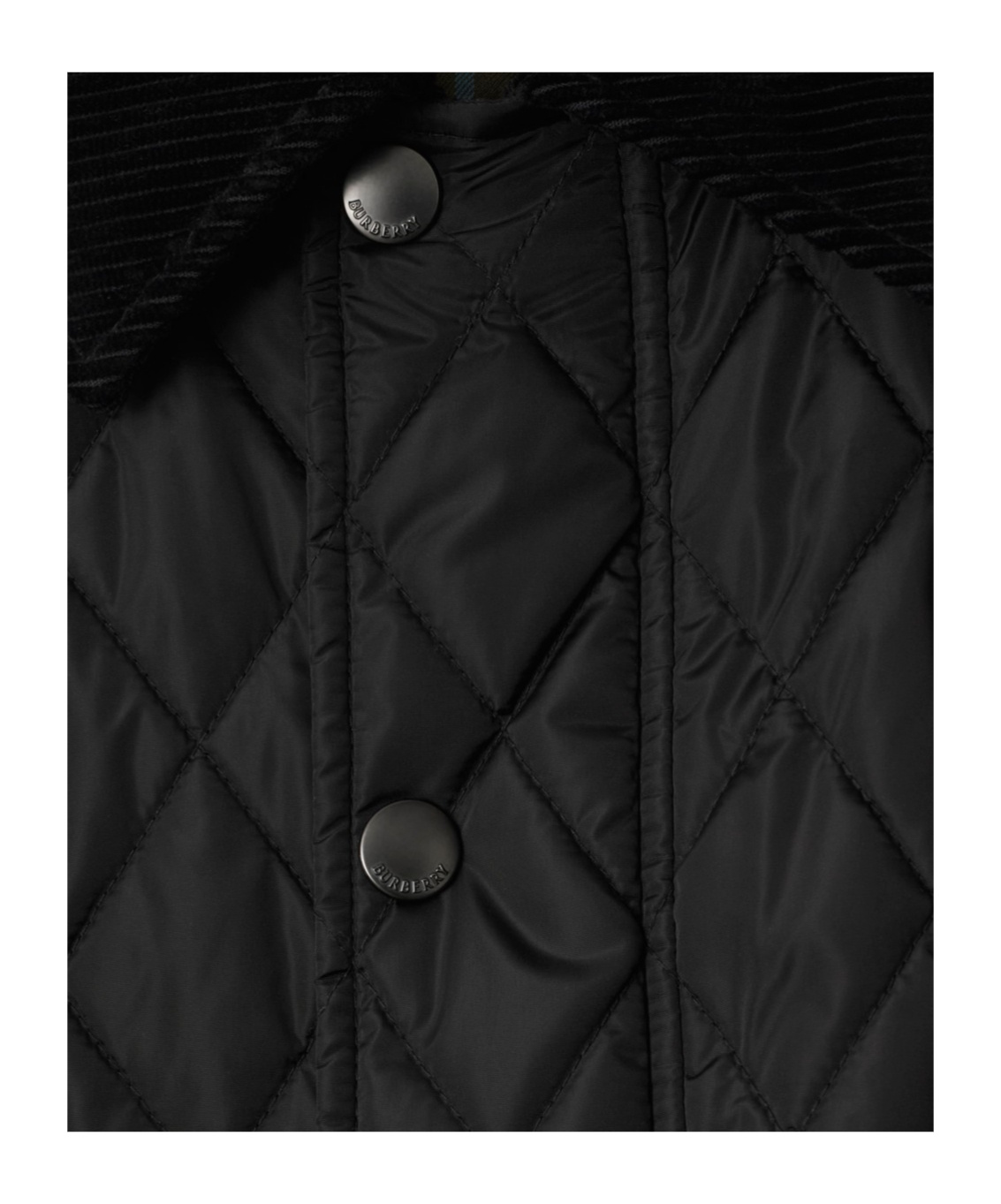 Burberry Oldham Black Quilted Jacket With Corduroy Collar In Tech Fabric Woman In Black