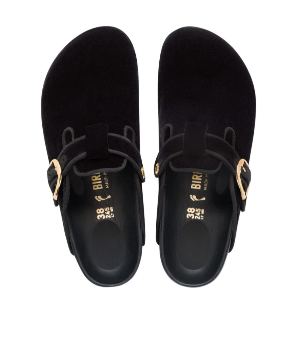 Birkenstock Boston Big Buckle Piping Rivet Logo In Black