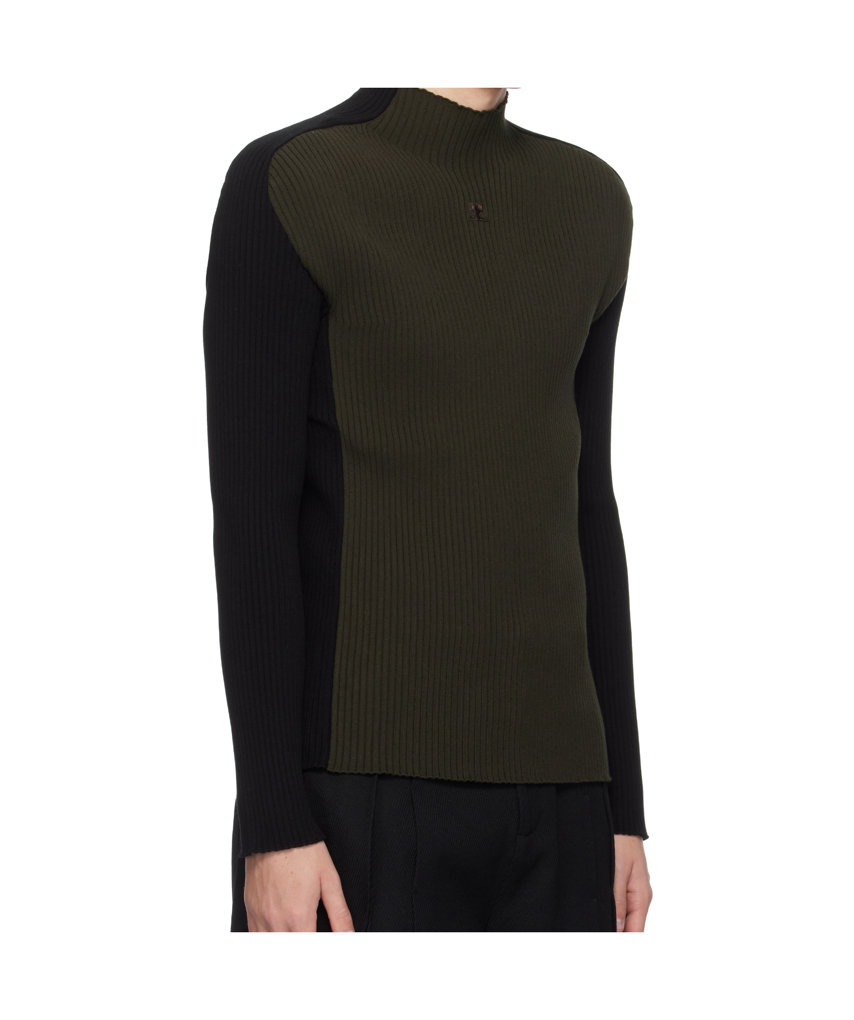 Courrèges Long-sleeved Sweater In Black