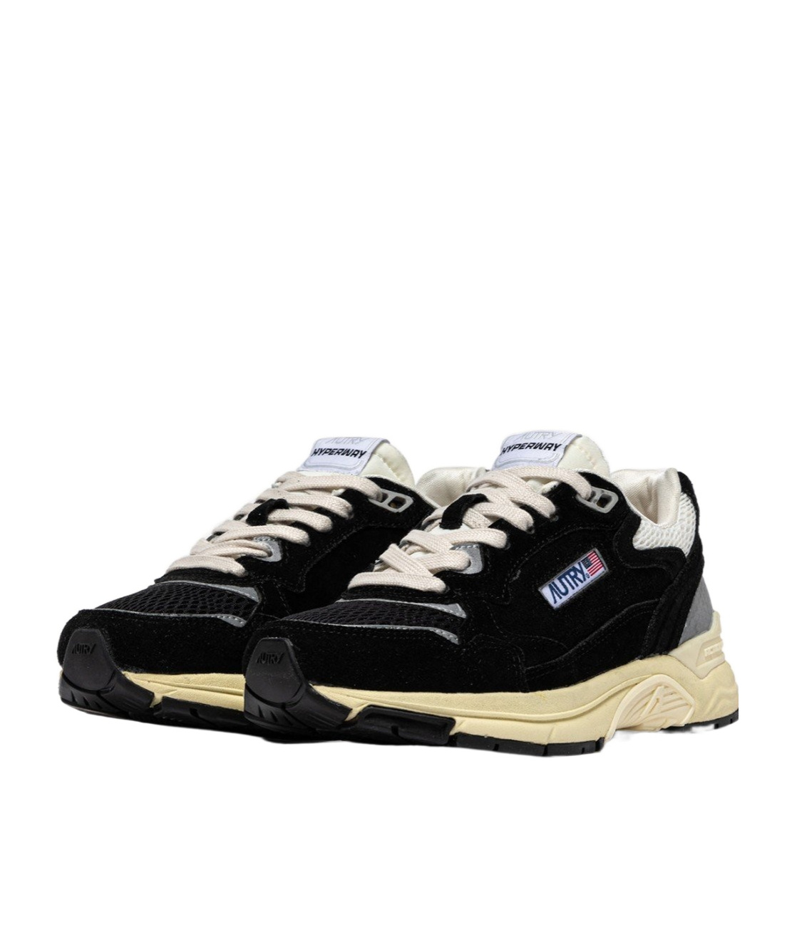 Autry Hyperway Black Low Top Sneakers With Logo Patch On Tongue And Side In Suede And Mesh Woman In Black