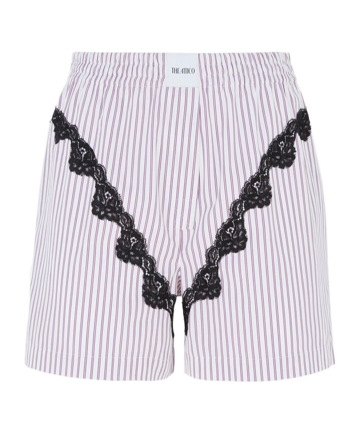 Attico Mini Striped Short Pants For Women In Purple