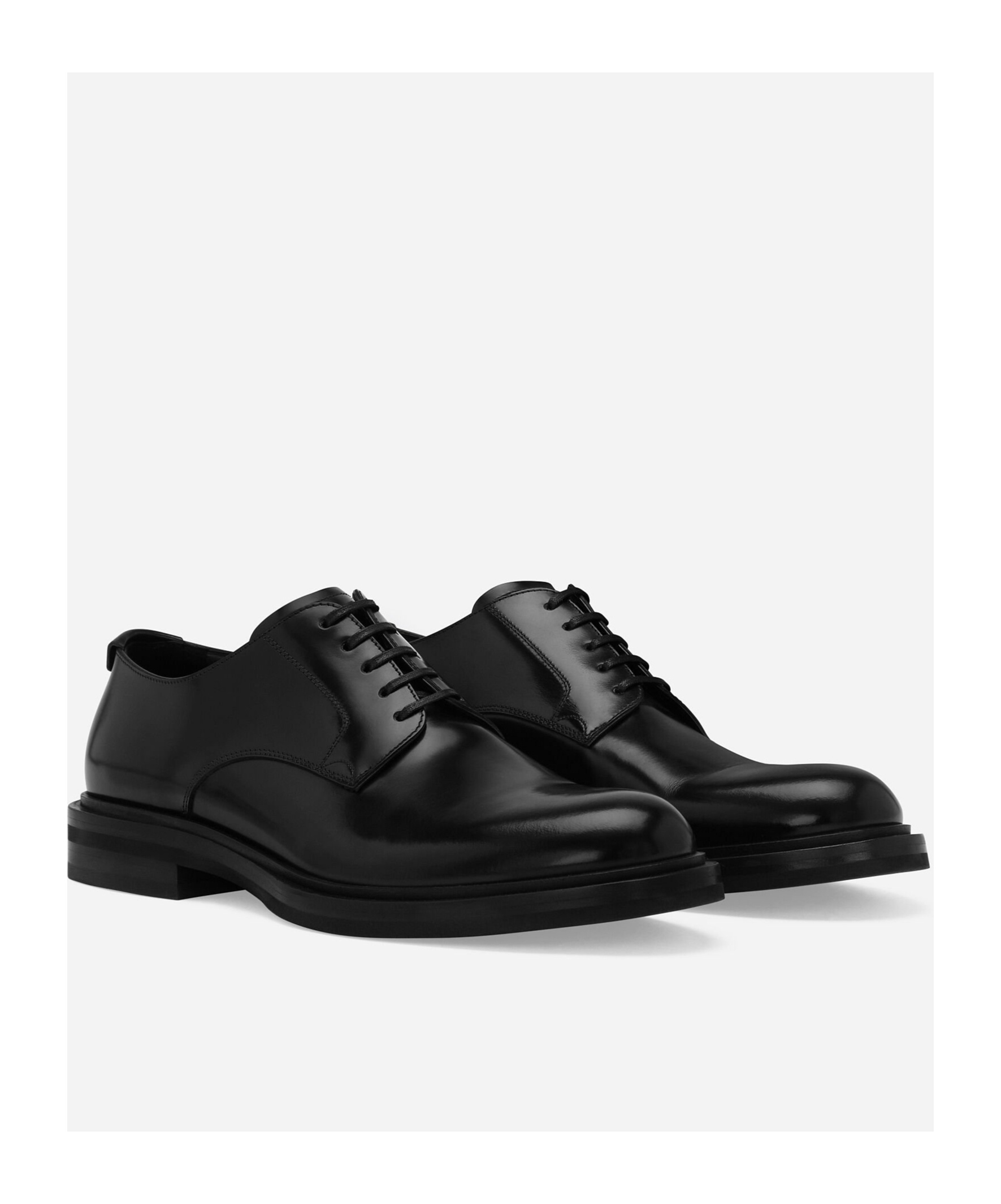 Dolce & Gabbana Black Leather Lace Up Shoes In Black