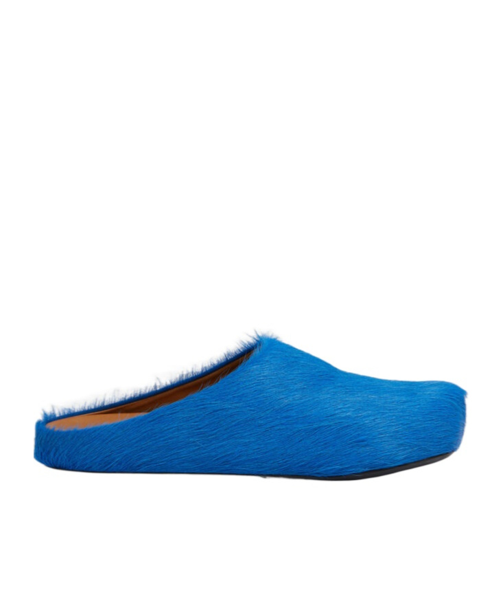 Marni Ponyskin And Leather Mules In Blue